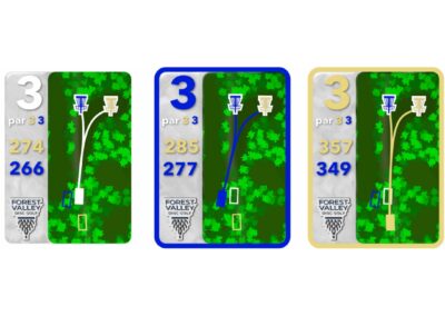 Custom maps and tee signs for Forest Valley Disc Golf Course in Triangle, VA. (Course Design by John Biscoe of Thrown Disc Golf)