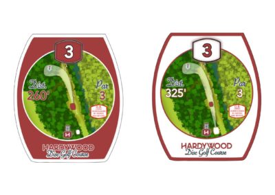 Disc golf course design, construction, and installation, including custom tee signs and course map at Hardywood Brewery's Westcreek location in Richmond, VA.