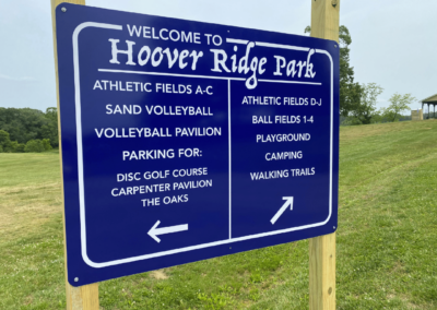 Custom map and sign design at Hoover Ridge Park (Madison, VA).