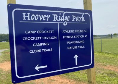 Custom map and sign design at Hoover Ridge Park (Madison, VA).