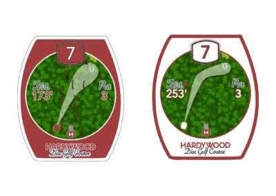 Disc golf course design, construction, and installation, including custom tee signs and course map at Hardywood Brewery's Westcreek location in Richmond, VA.