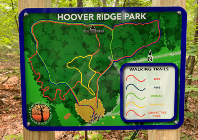 Custom map and sign design at Hoover Ridge Park (Madison, VA).