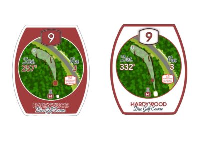 Disc golf course design, construction, and installation, including custom tee signs and course map at Hardywood Brewery's Westcreek location in Richmond, VA.