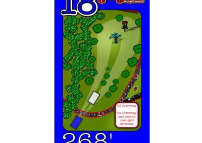 Tee sign design at TrueTimber Disc Golf Course (Richmond, VA); Hole 18; True Blue Layout.